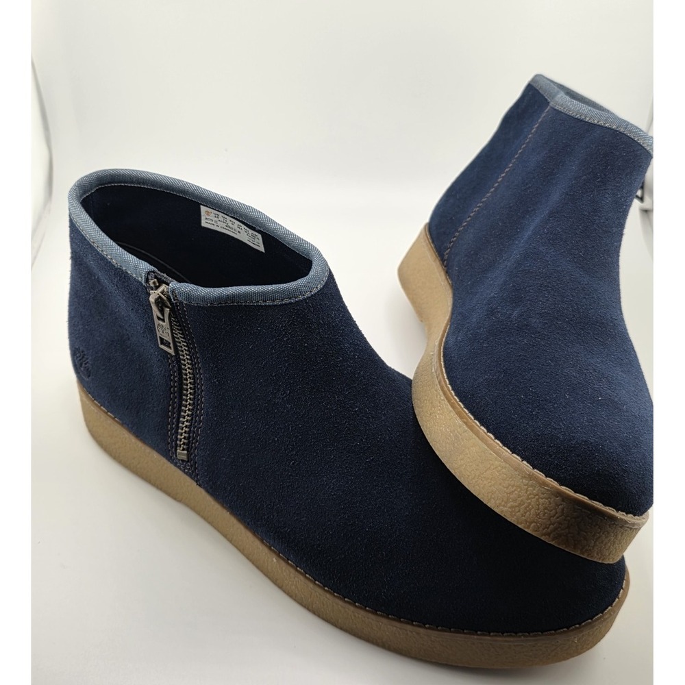 TIMBERLAND Paxton Hill Women's Blue Suede Side Zip Ankle Boots Size 9.5 w/Box